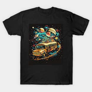 Galactic School Run: Vintage Space Bus Adventure Tee T-Shirt